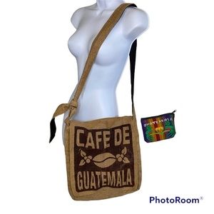 Boho Burlap Tote Bag and Coin Purse From Guatemala